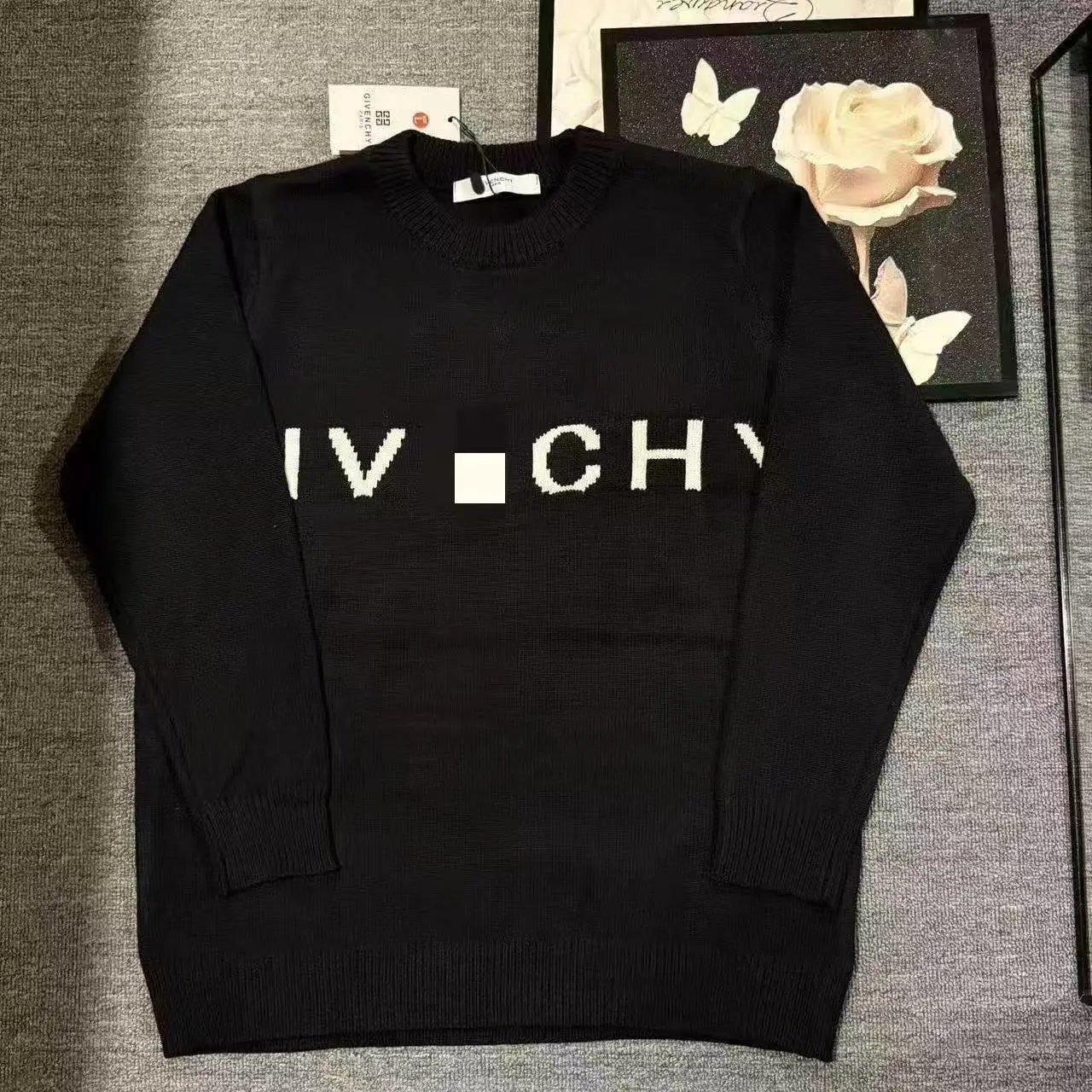 Design Abstract Stripe Black Knit Sweater - 11