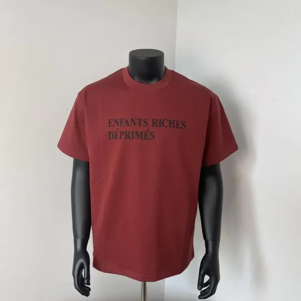 Enfants Riches Déprimés Logo Print Burgundy T-Shirt - 1