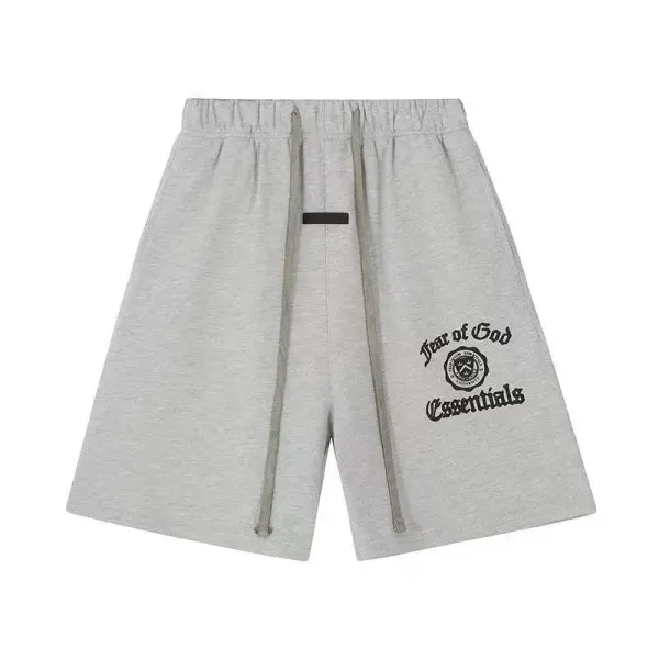 Fear of God Essentials Logo-Print Heather Gray Shorts - 1