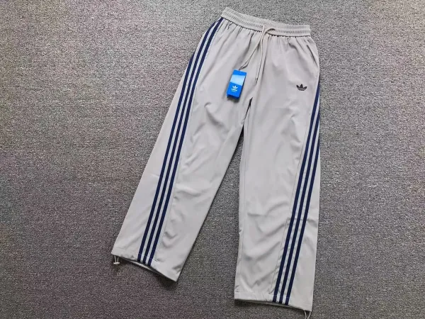 Adidas Originals Track Pants Gray with Navy Stripes Sweatpants - 1