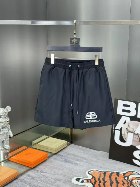 Balenciaga Logo Print Nylon Shorts Black - 1