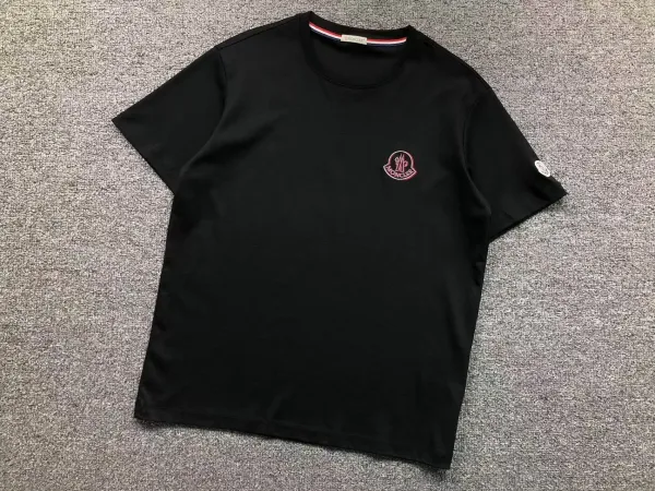 Moncler Logo Embroidered Black T-Shirt - 1