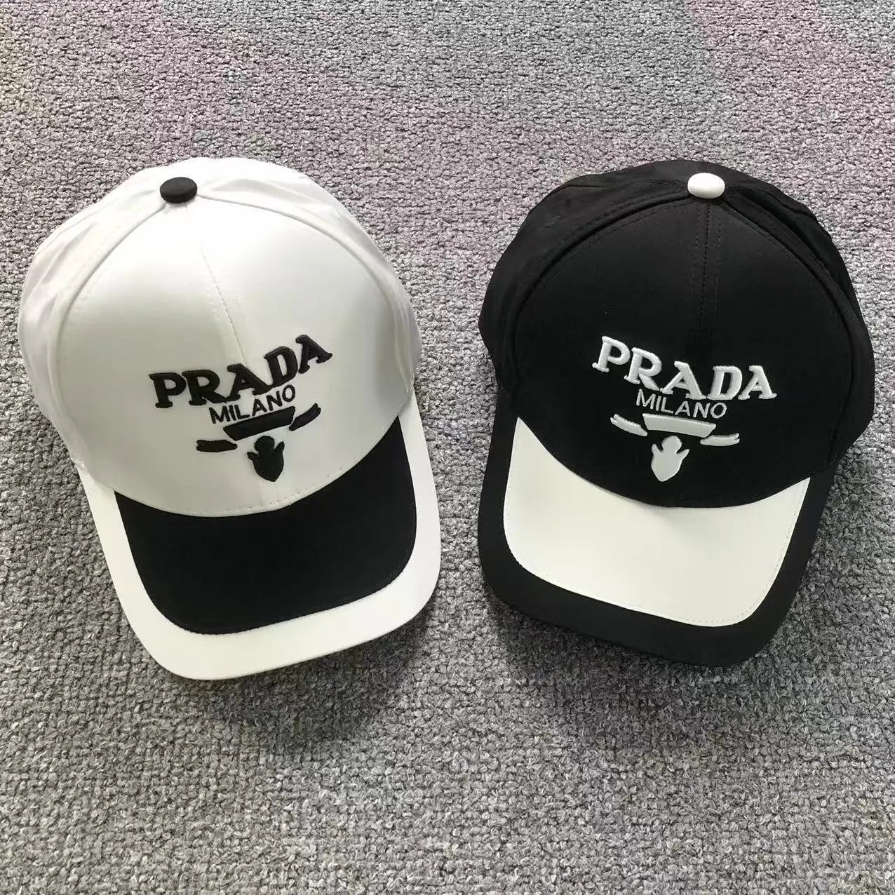 Prada Milano Logo Baseball Cap White / Black - 2