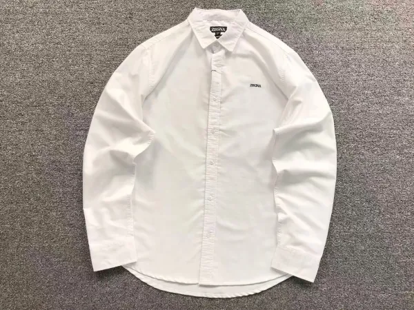 Zegna Classic Fit White Cotton Shirt - 1