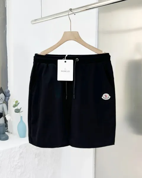 Moncler Logo Patch Black Sweat Shorts - 1