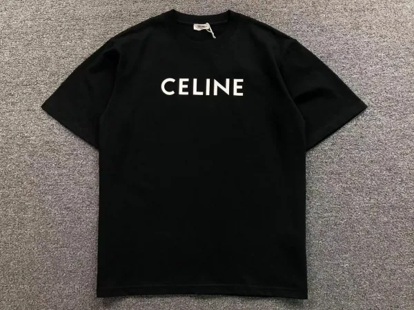 Celine Logo Print Black T-Shirt - 1
