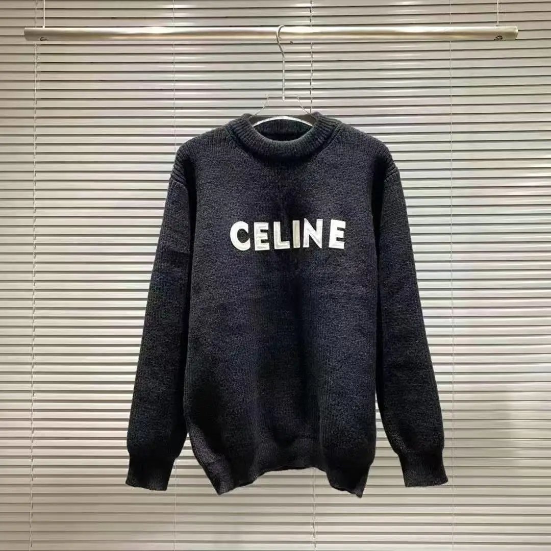 Celine Logo Knit Sweater Royal Blue - 4