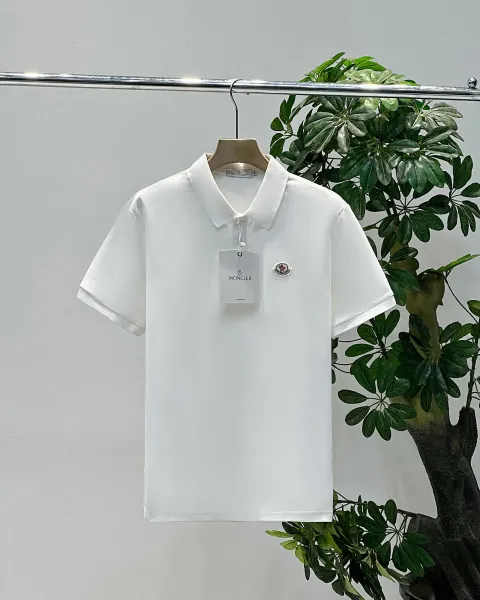 Moncler Logo Embroidered White Polo Tops Polo - 1