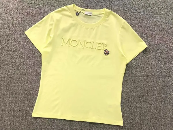 Moncler Embroidered Logo T-Shirt Lemon Yellow T-Shirt - 1