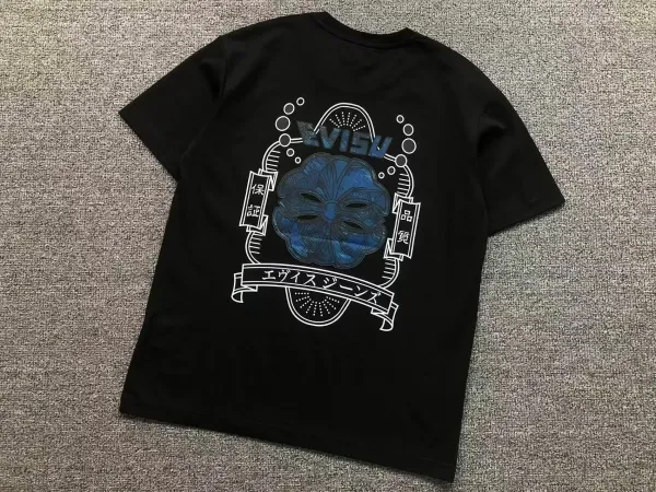 Evisu Mask Print Black T-Shirt - 1