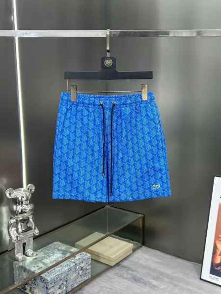 Lacoste Geometric Print Blue Swim Shorts - 1