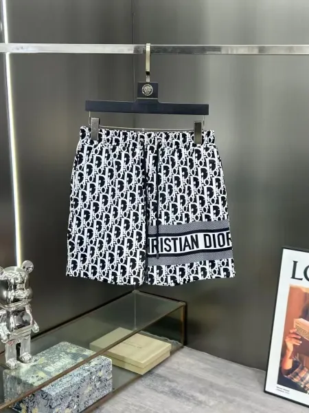Dior Oblique Print Swim Shorts Black White - 1