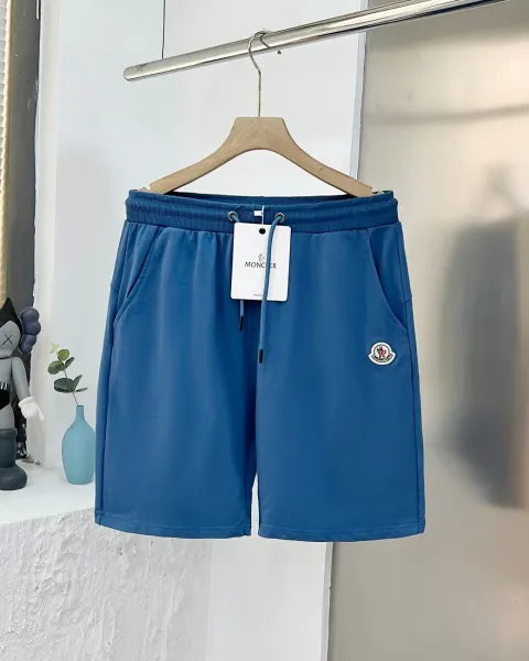 Moncler Logo Patch Blue Drawstring Shorts - 1