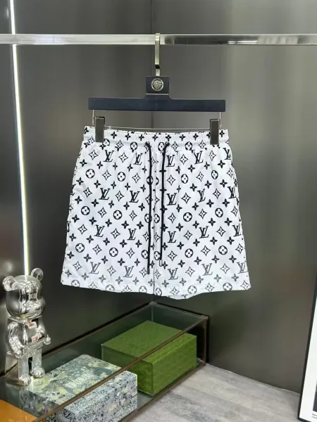 Louis Vuitton Monogram Print White Drawstring Shorts - 1