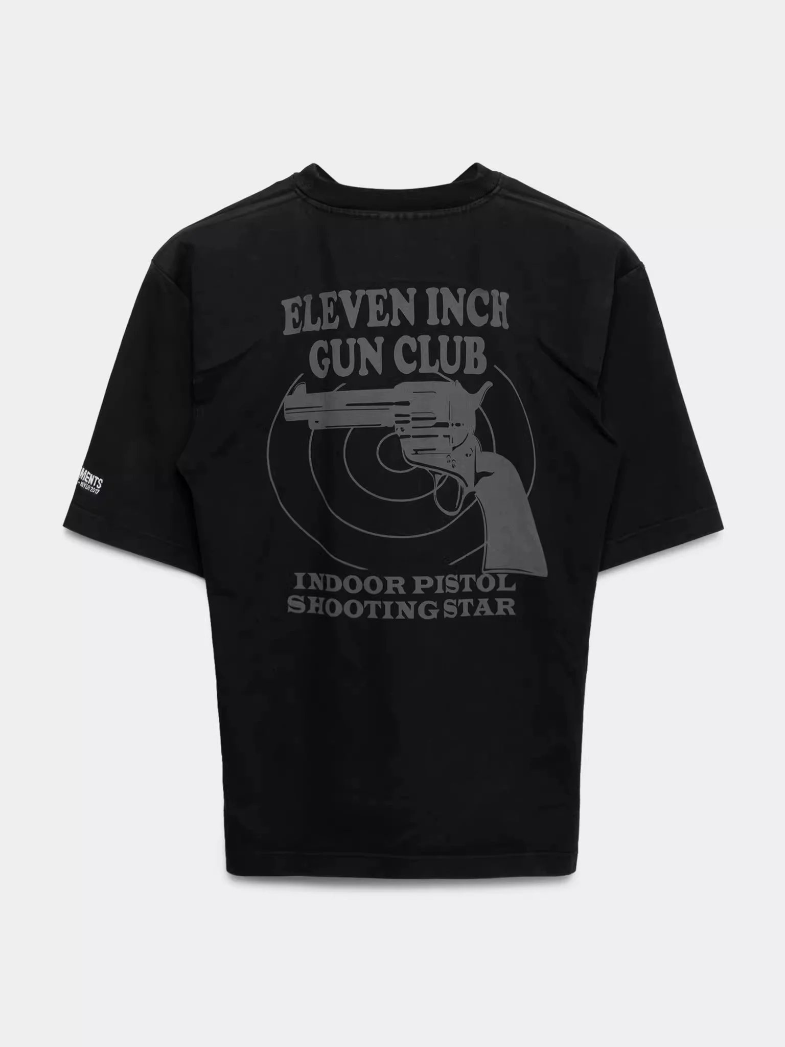 Design Eleven Inch Gun Club Indoor Pistol Shooting Star Graphic T-Shirt Gray T-Shirts - 4