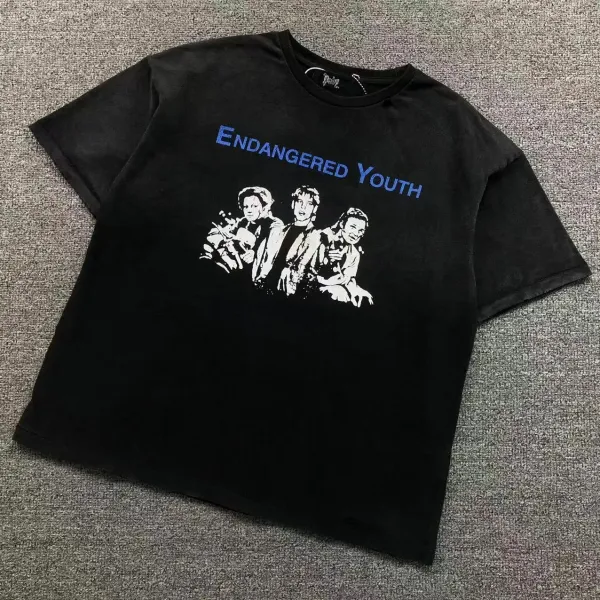 Design Endangered Youth Graphic Print Black T-Shirt - 1