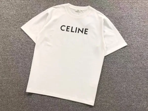 Celine Logo Print White T-Shirt - 1