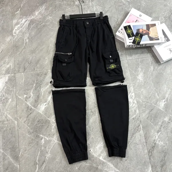 Stone Island Cargo Shorts with Detachable Leggings Black Pants - 1