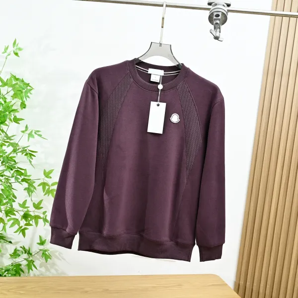 Moncler Logo Embroidered Purple Sweater - 1