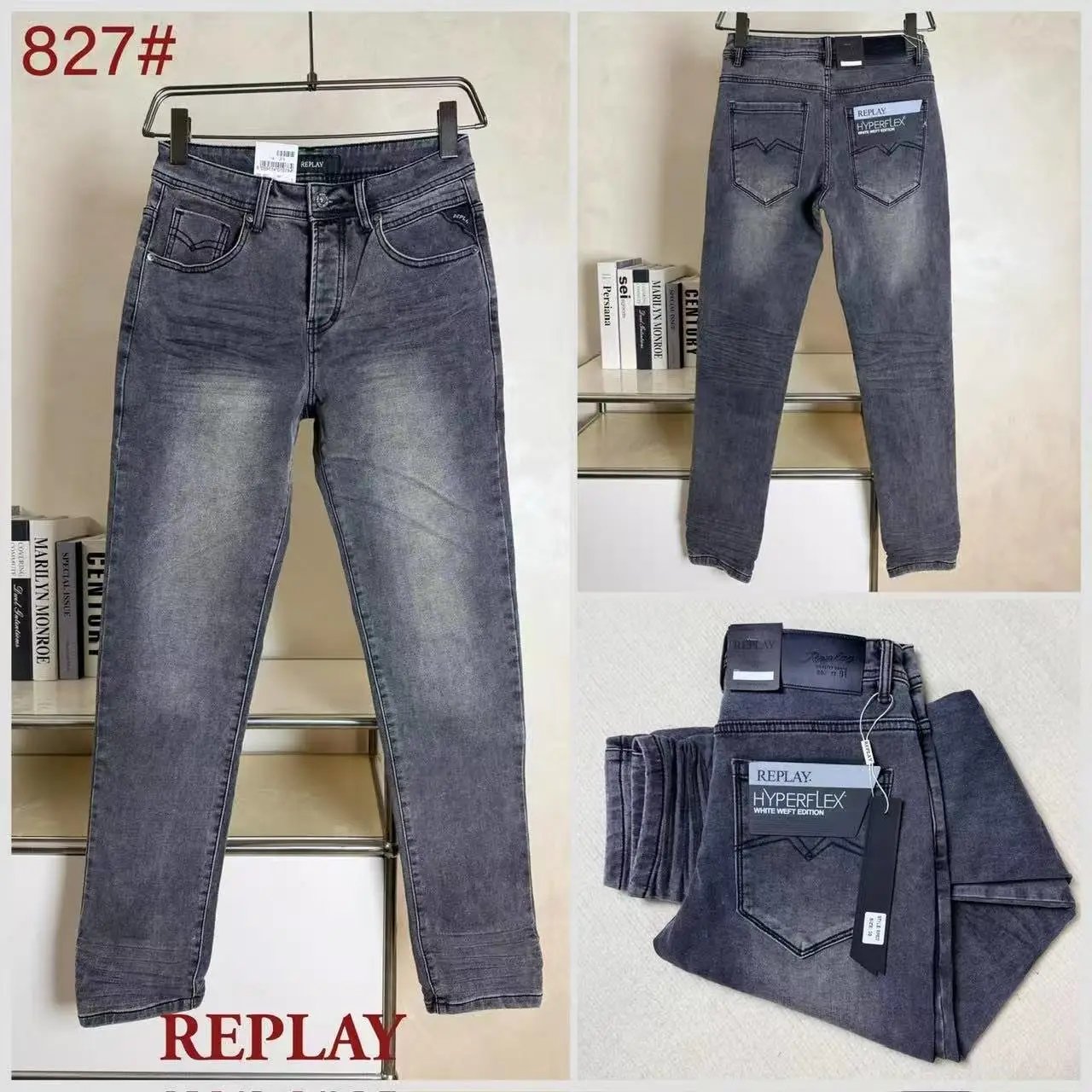Design Replay Hyperflex White Weft Edition Gray Jeans - 3