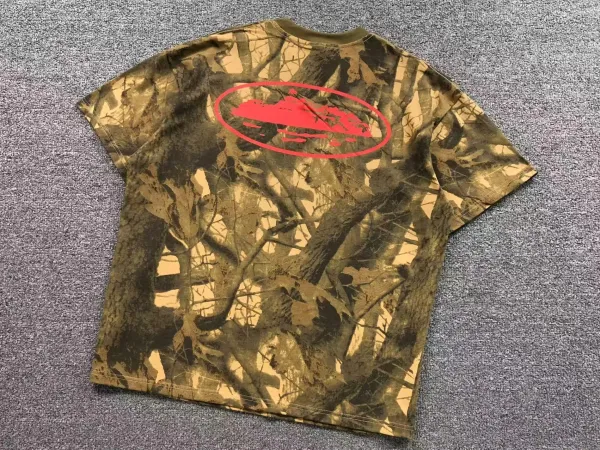 Design Camo Print T-Shirt with Red Oval Logo - 1