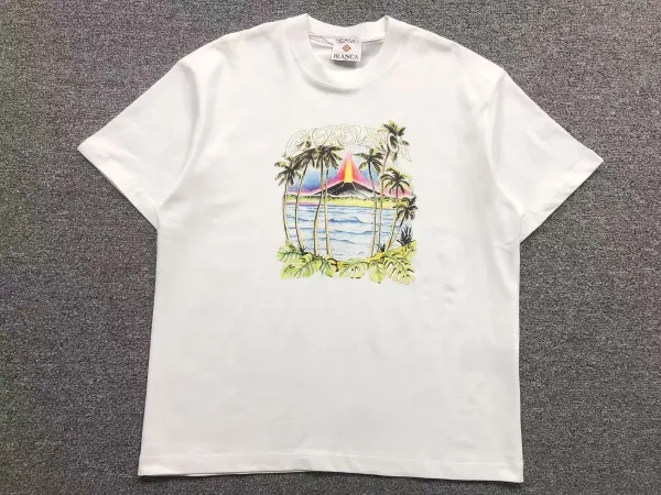 Casablanca Tropical Volcano White T-Shirt - 1