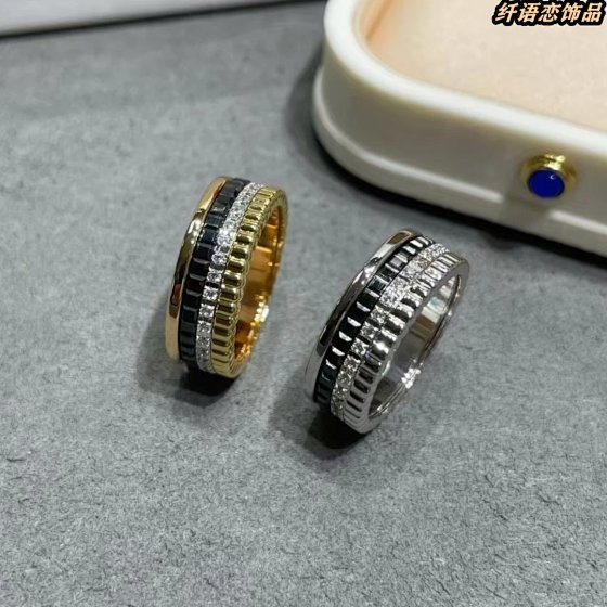 Top Quality Boucheron Quatre Series Black Ceramic Ring | Unisex Couple Band | Stylish Jewelry to Elevate Your Look, Perfect for Enhancing Outfits & Mood – Valentine's Day Gift