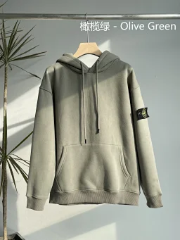 thumbnail for liaoyuan-111921 Stone Island Autumn and Winter New 9 Colors Basic Classic Hooded Armband Plus Fleece Sweatshirt