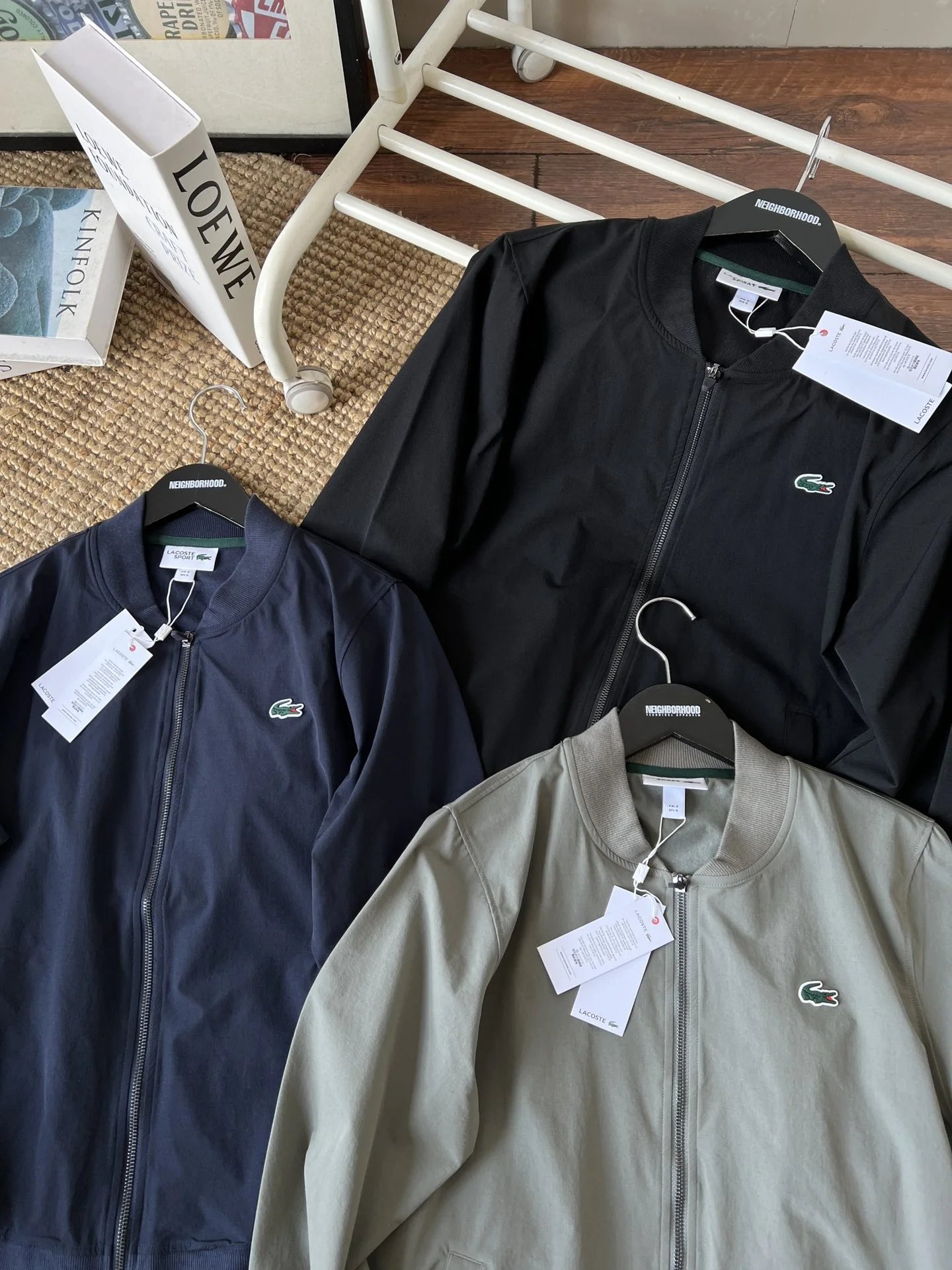 Lacoste Jackets Lightweight zip-up bomber jacket with ribbed collar, cuffs and hem image 3