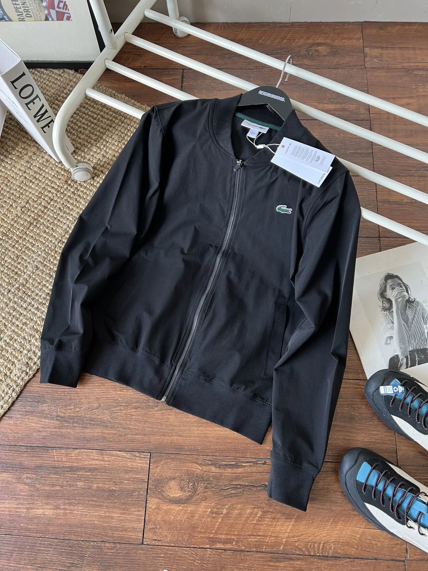 Lacoste Jackets Lightweight zip-up bomber jacket with ribbed collar, cuffs and hem image 5