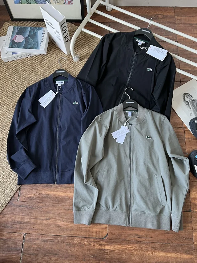 Lacoste Jackets Lightweight zip-up bomber jacket with ribbed collar, cuffs and hem product detail image 1