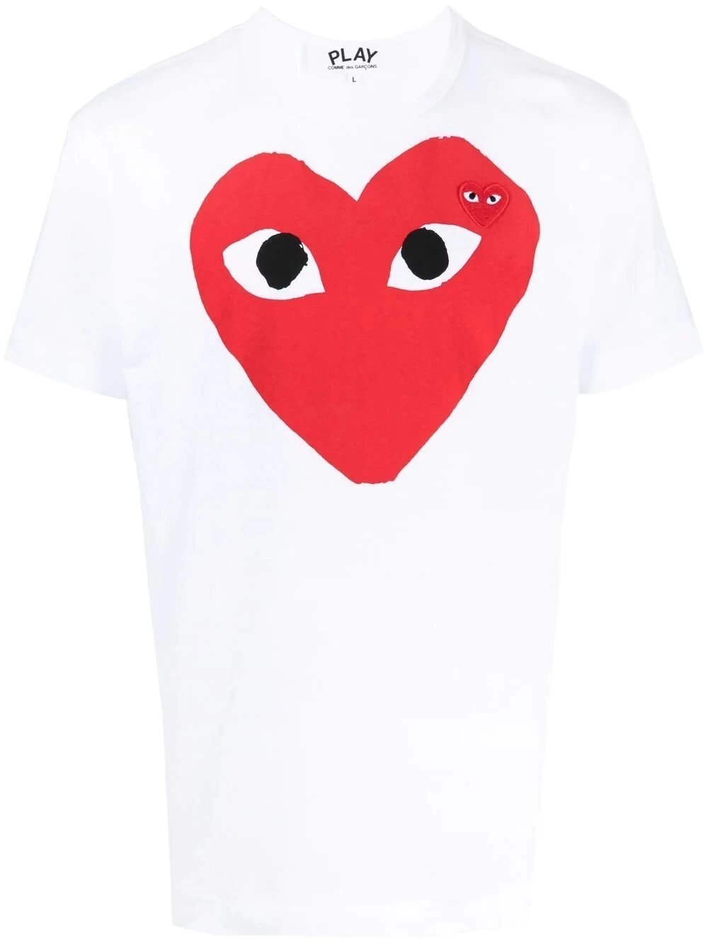 Comme des Garçons Play T-shirt Big Red Heart with Small Red Heart White