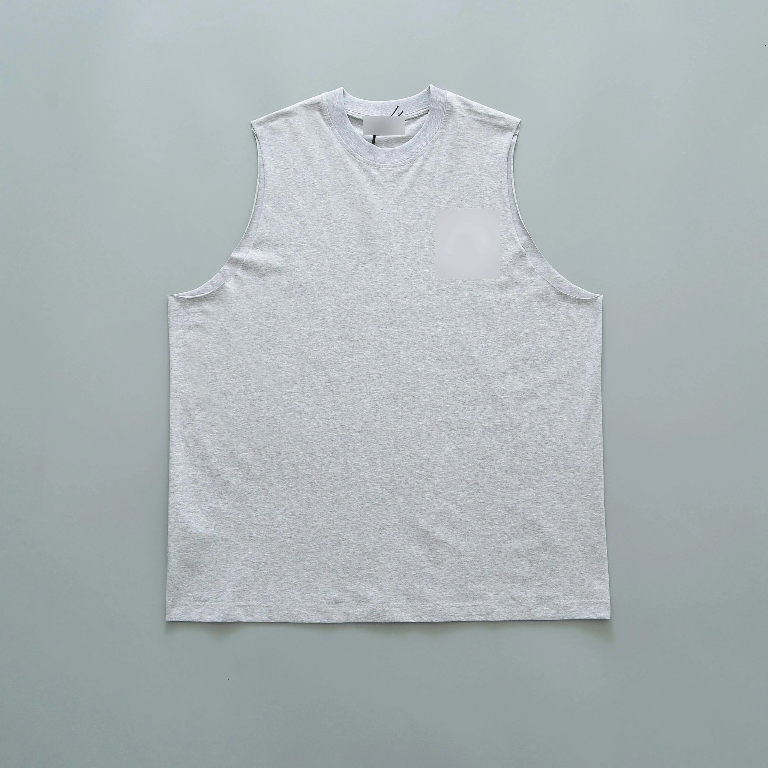 Basic Sleeveless Crewneck Gray Casual Tank Top