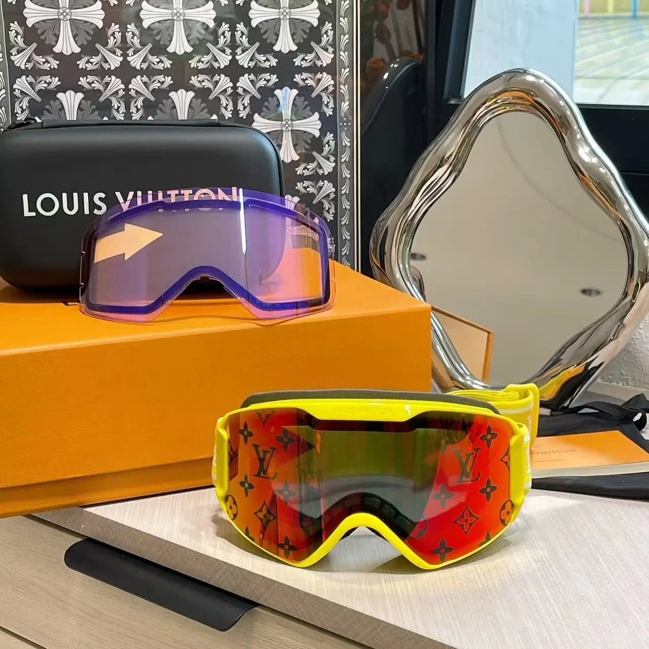 印花滑雪护目镜