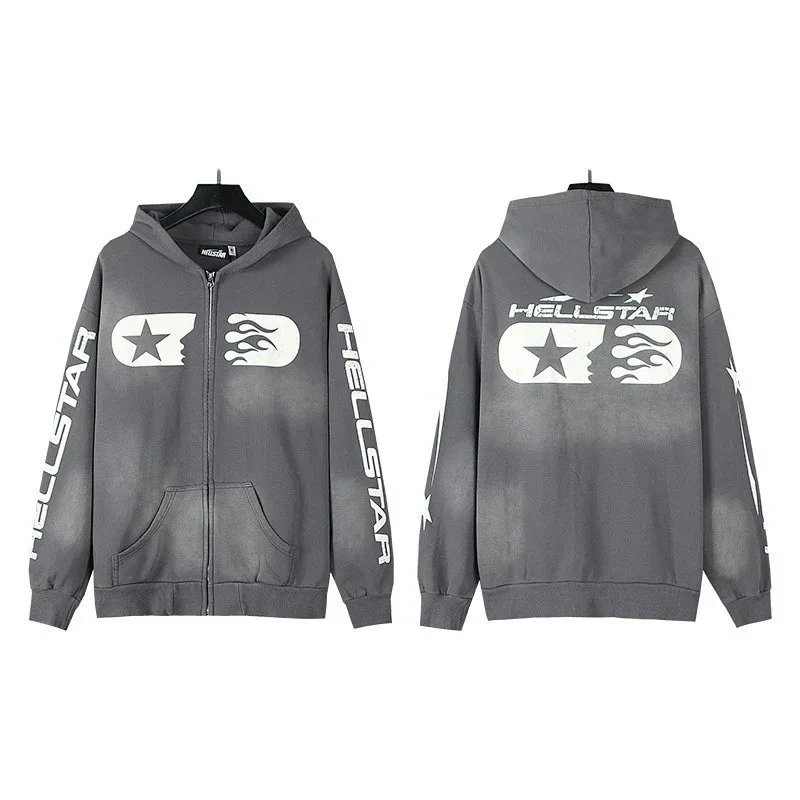 🔥拉链高街复古水洗连帽衫