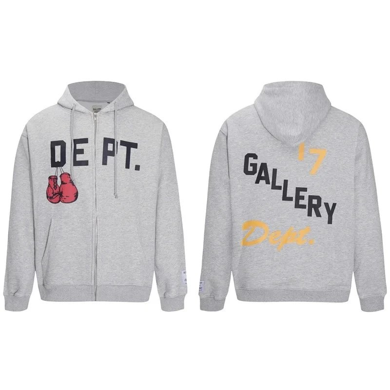 🔥拉链复古字母开衫连帽衫