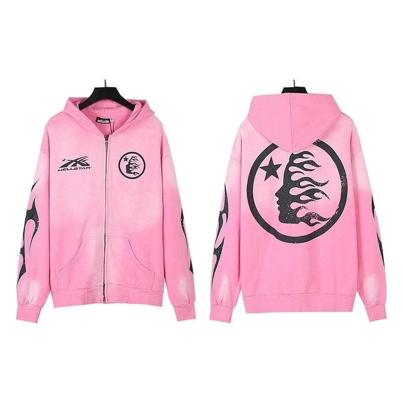 🔥拉链高街复古水洗连帽衫