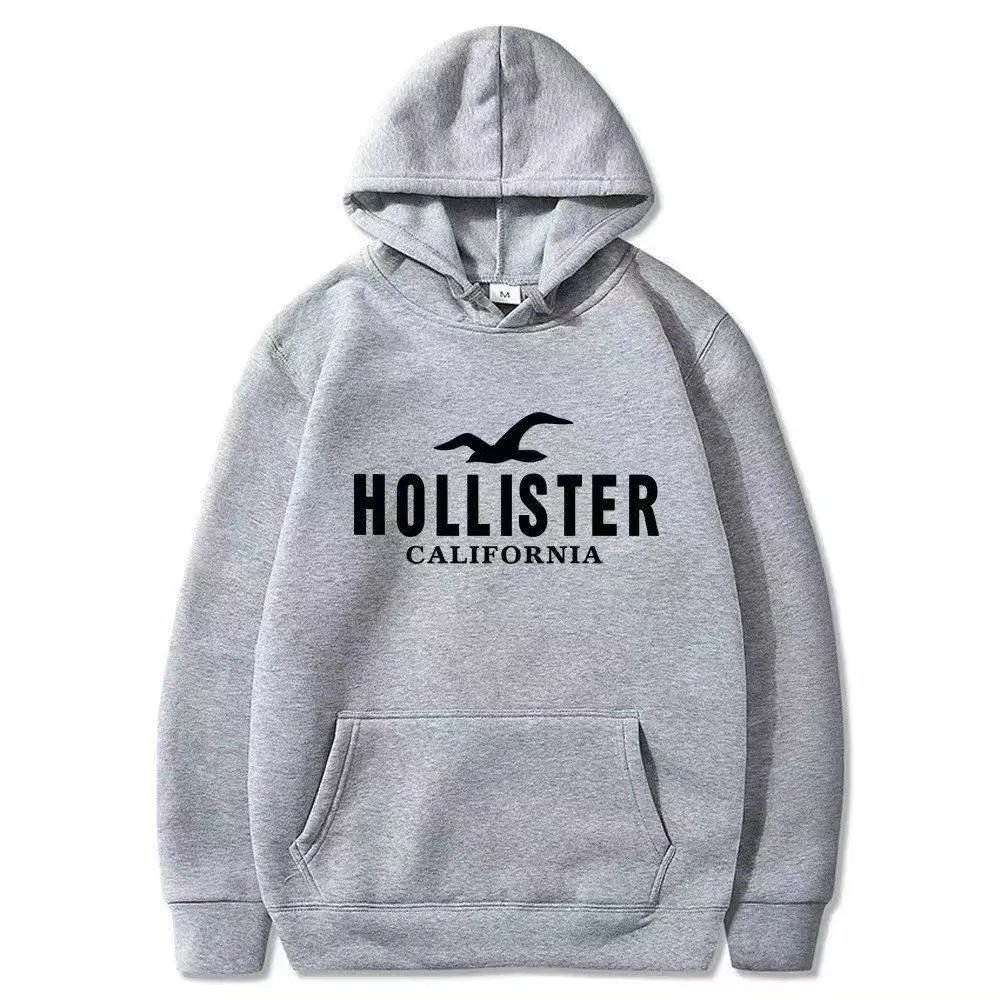 Hollister California Logo Hoodie Gray