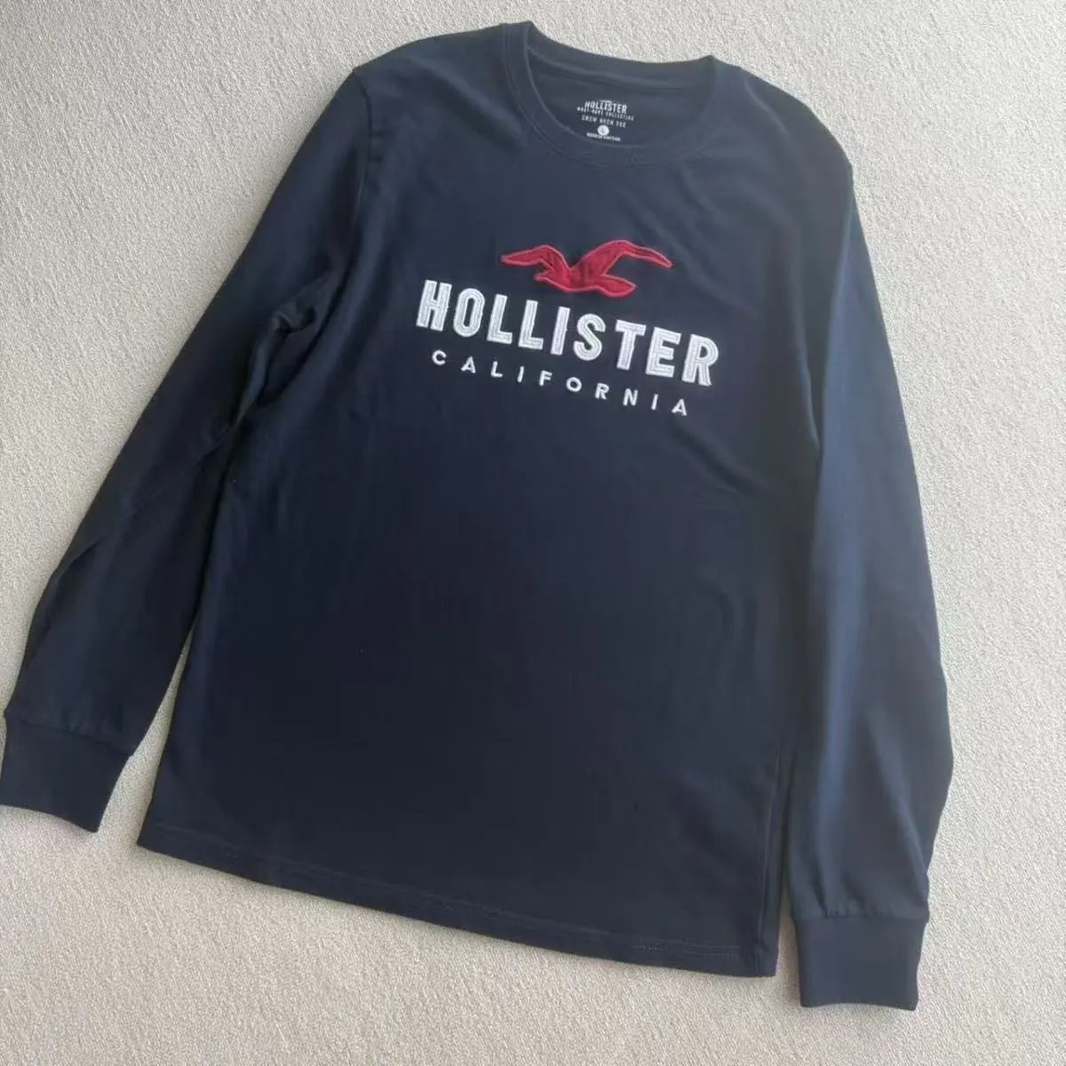 Hollister California Logo Long Sleeve T-Shirt Navy