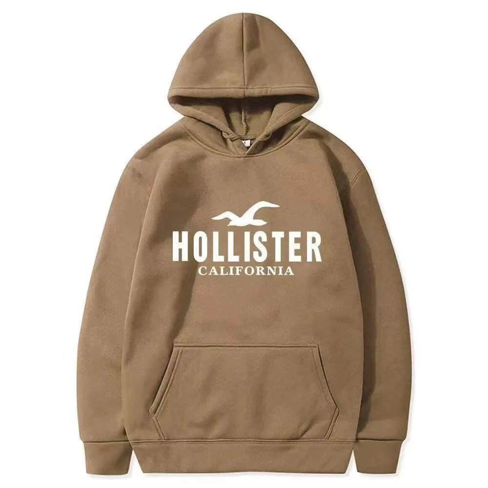 Hollister California Logo Hoodie Khaki