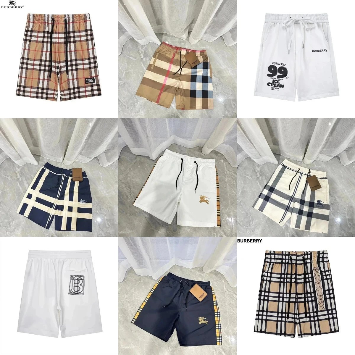Burberry Plaid and Solid Shorts