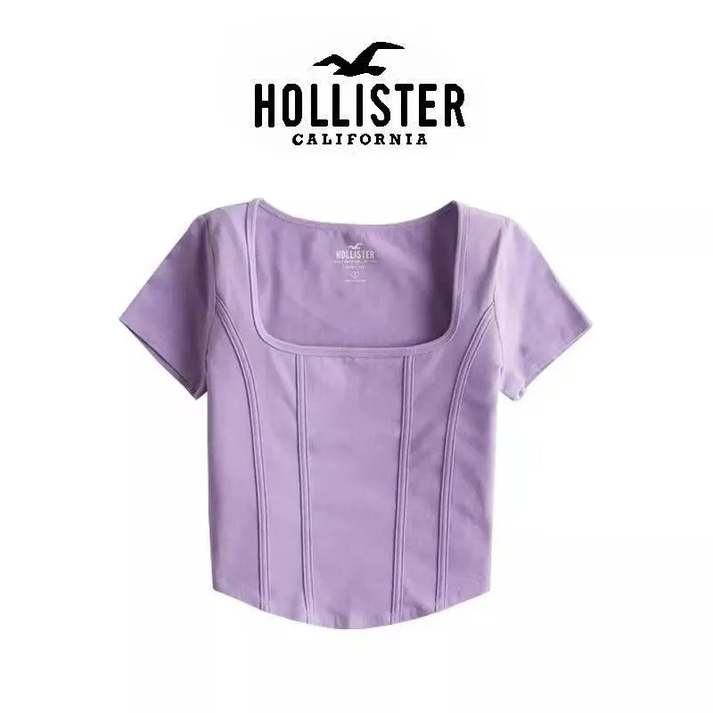 Hollister Corset-Style Cropped Top Lavender T-Shirt