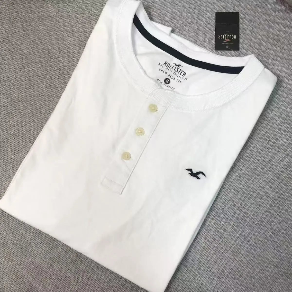 Hollister Crew Neck Henley T-Shirt White
