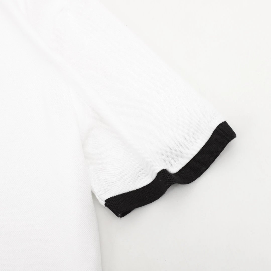 Prada Logo White Black Trim Classic Polo Shirt