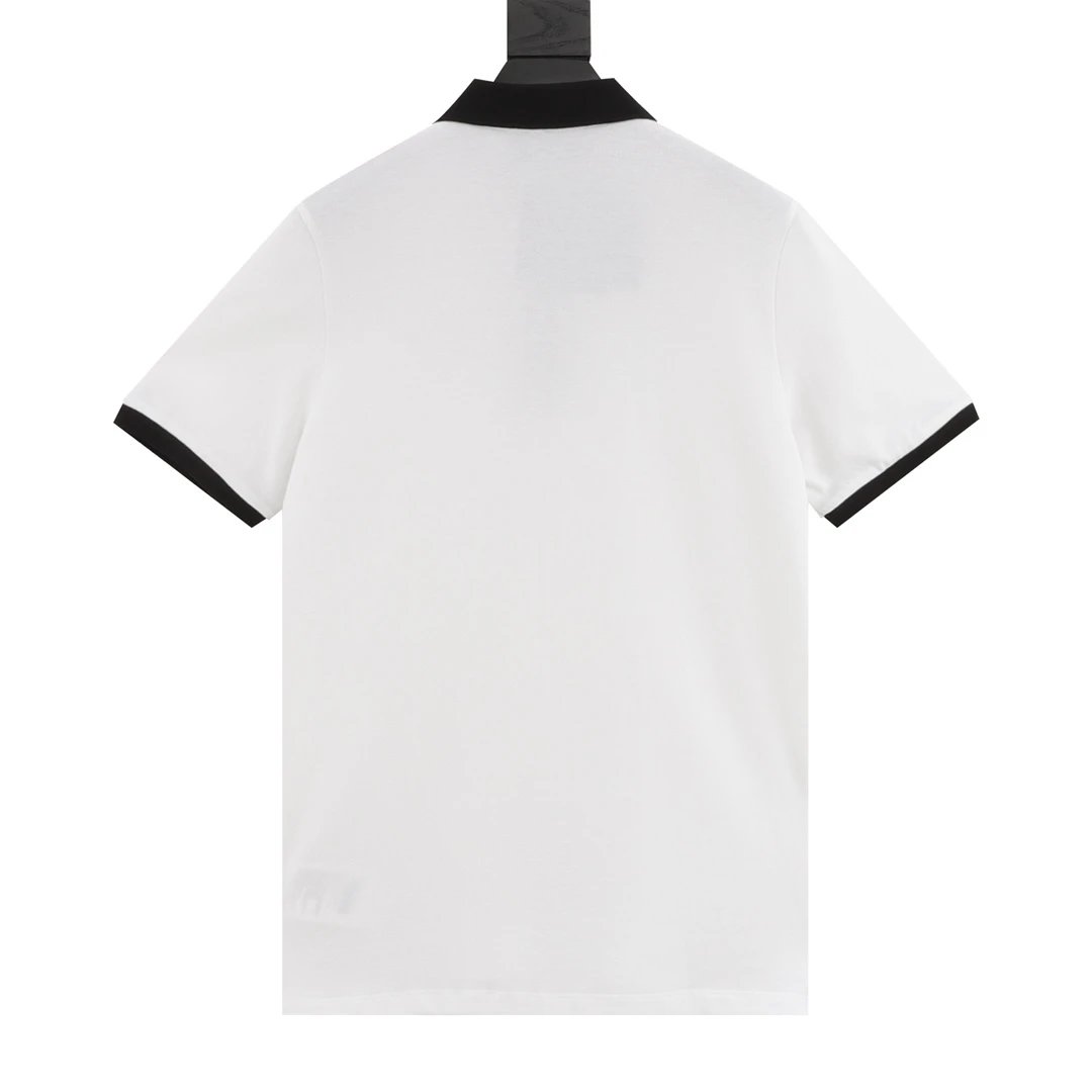 Prada Logo White Black Trim Classic Polo Shirt