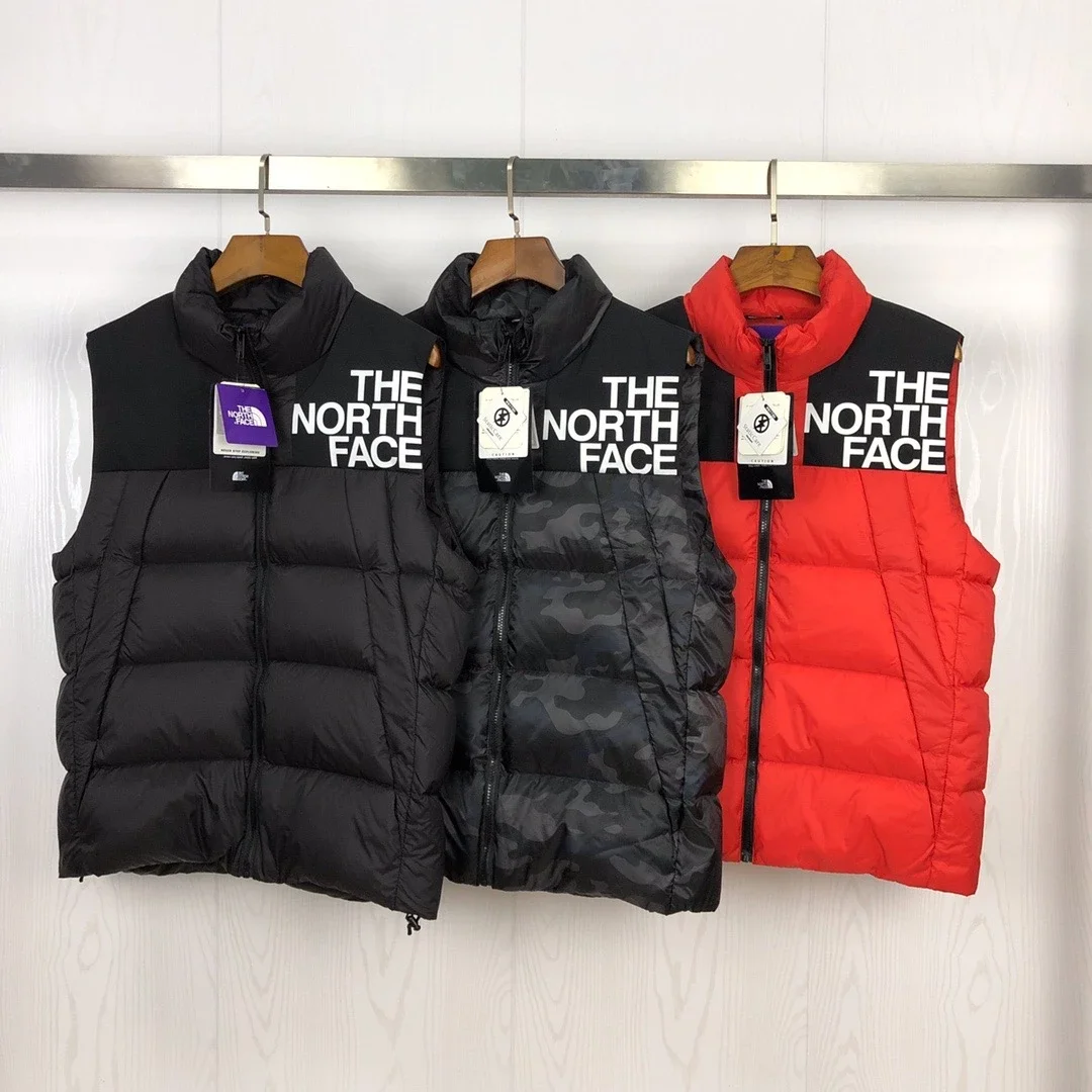 19FW秋冬新品潮牌THE NORTH FACE/北面拼接大印花白鸭绒羽绒背心马甲