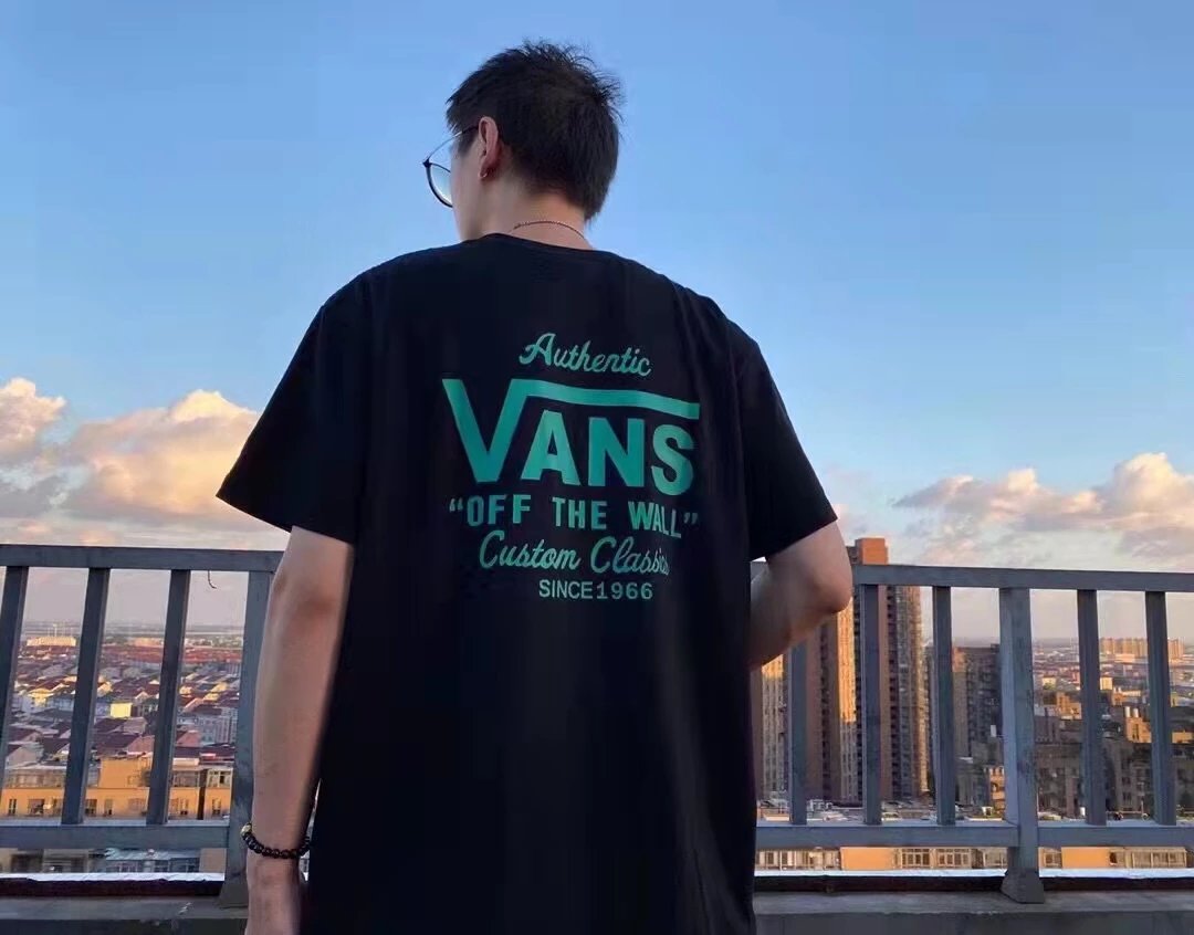 23ss Spring and Summer New Product Trendy Brand Vans Back Slogan 1996 Letter Print Male and Female Couple Same Style Pure Cotton Round Neck Short sleeved T-shirt