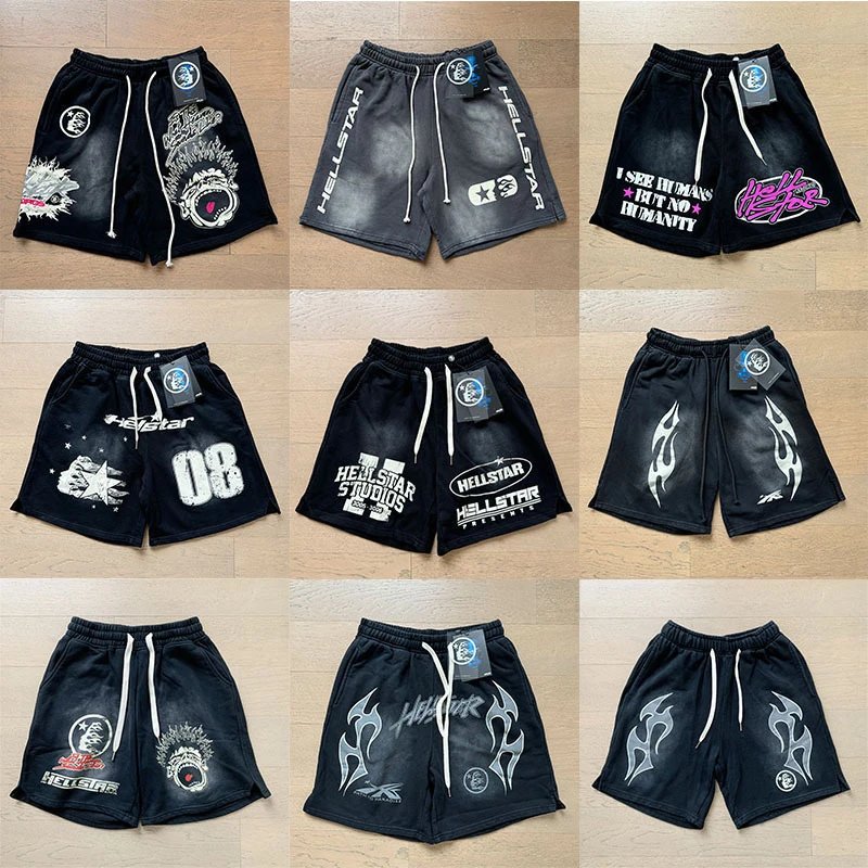 Hellstar Black Graphic Shorts