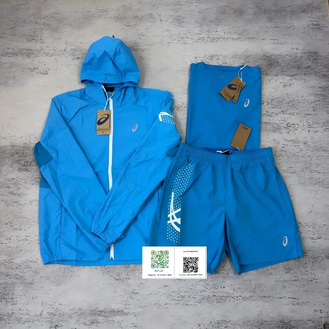 ASICS Jackets Hooded full-zip windbreaker jacket with contrast zipper and dotted sleeve graphic image 7
