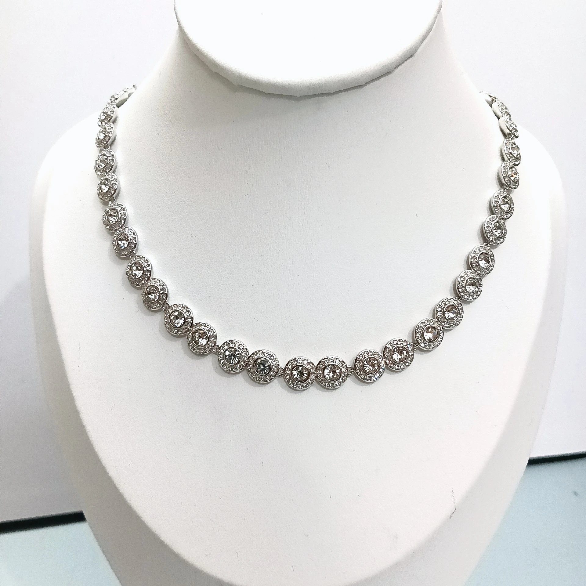 Design Garnet Crystal Halo Necklace Silver Jewelry - 3